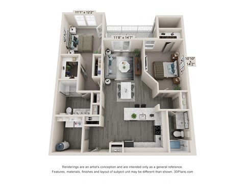 2 Bedroom 2 Bath Floor Plan Hawthorne Waterstone